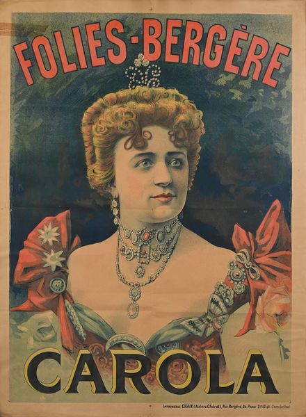 Jules  Chéret : Folies Bergere, Carola  - Asta La Collezione Enrico e Antonello Falqui. Di padre in figlio una vita nell'arte. - Associazione Nazionale - Case d'Asta italiane