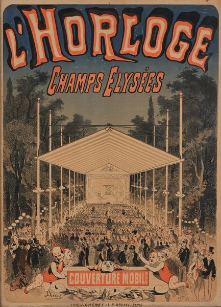 Jules  Chéret : L'Horloge, Champs Elysees  - Asta La Collezione Enrico e Antonello Falqui. Di padre in figlio una vita nell'arte. - Associazione Nazionale - Case d'Asta italiane
