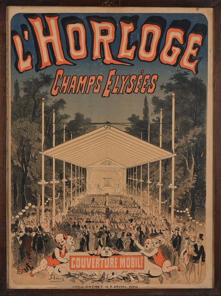 Jules  Chéret : L'Horloge, Champs Elysees  - Asta La Collezione Enrico e Antonello Falqui. Di padre in figlio una vita nell'arte. - Associazione Nazionale - Case d'Asta italiane