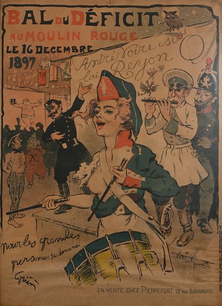 Jules-Alexandre  Grun : Bal du Deficit au Moulin Rouge, le 16 decembre 1897  - Asta La Collezione Enrico e Antonello Falqui. Di padre in figlio una vita nell'arte. - Associazione Nazionale - Case d'Asta italiane