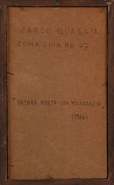 Carlo Quaglia : Natura morta con melarancia  - Asta La Collezione Enrico e Antonello Falqui. Di padre in figlio una vita nell'arte. - Associazione Nazionale - Case d'Asta italiane