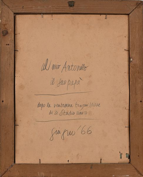 Augurio in cornice  - Asta La Collezione Enrico e Antonello Falqui. Di padre in figlio una vita nell'arte. - Associazione Nazionale - Case d'Asta italiane