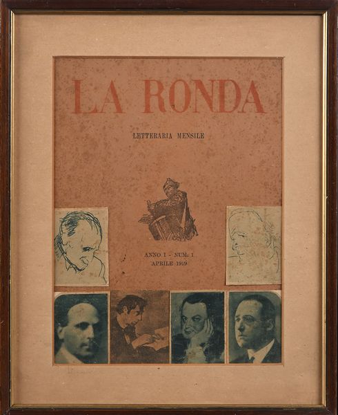 Amerigo Bartoli Natinguerra : Copertina de La Ronda, Letteraria mensile, Anno I - Numero 1. Aprile 1919  - Asta La Collezione Enrico e Antonello Falqui. Di padre in figlio una vita nell'arte. - Associazione Nazionale - Case d'Asta italiane