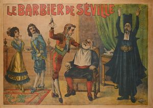 Louis  Galice : Le Barbier de Seville  - Asta La Collezione Enrico e Antonello Falqui. Di padre in figlio una vita nell'arte. - Associazione Nazionale - Case d'Asta italiane