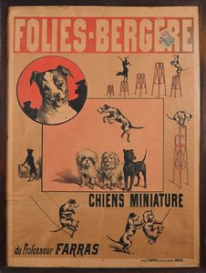 Anonimo del XIX secolo : Folies Bergere - Chiens Miniature du Professeur Farras  - Asta La Collezione Enrico e Antonello Falqui. Di padre in figlio una vita nell'arte. - Associazione Nazionale - Case d'Asta italiane