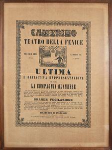 Locandina del Teatro della Fenice di Camerino  - Asta La Collezione Enrico e Antonello Falqui. Di padre in figlio una vita nell'arte. - Associazione Nazionale - Case d'Asta italiane