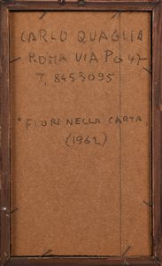 Carlo Quaglia : Fiori nella carta  - Asta La Collezione Enrico e Antonello Falqui. Di padre in figlio una vita nell'arte. - Associazione Nazionale - Case d'Asta italiane