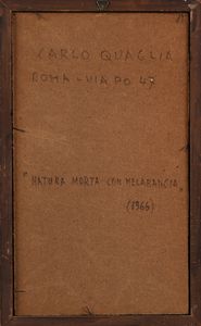 Carlo Quaglia : Natura morta con melarancia  - Asta La Collezione Enrico e Antonello Falqui. Di padre in figlio una vita nell'arte. - Associazione Nazionale - Case d'Asta italiane