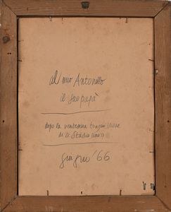 Augurio in cornice  - Asta La Collezione Enrico e Antonello Falqui. Di padre in figlio una vita nell'arte. - Associazione Nazionale - Case d'Asta italiane