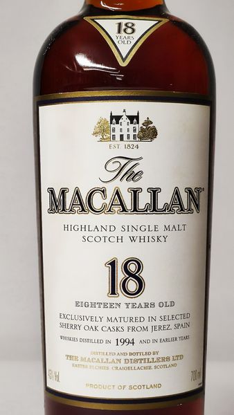 Macallan 18 Years 1994, Single Malt Whisky  - Asta Wine & Spirits Flower Spring - Associazione Nazionale - Case d'Asta italiane