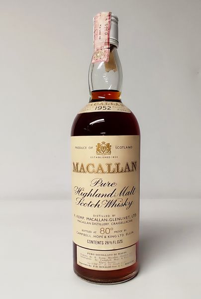 Macallan 1952, Pure Highland Malt Whisky  - Asta Wine & Spirits Flower Spring - Associazione Nazionale - Case d'Asta italiane