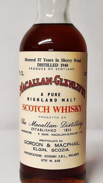 Macallan Glenlivet 37 Y. 1940, Single Malt Whisky  - Asta Wine & Spirits Flower Spring - Associazione Nazionale - Case d'Asta italiane