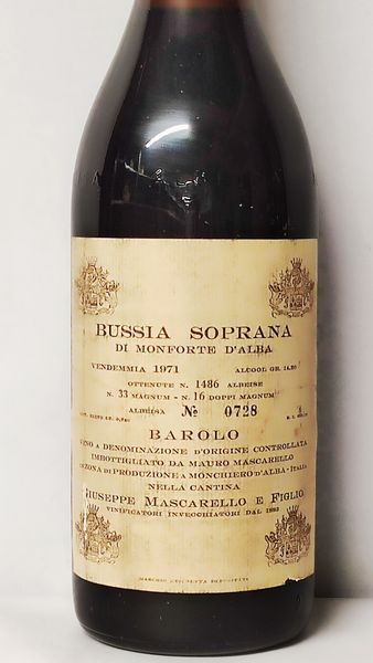 Giuseppe Mascarello Bussia Soprana, Barolo 1971  - Asta Wine & Spirits Flower Spring - Associazione Nazionale - Case d'Asta italiane