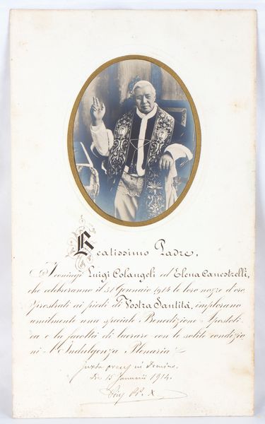 Papa Pio X (Giuseppe Melchiorre Sarto di Riese, 1835-1914)  - Asta Memorabilia storici e cinematografici - Associazione Nazionale - Case d'Asta italiane