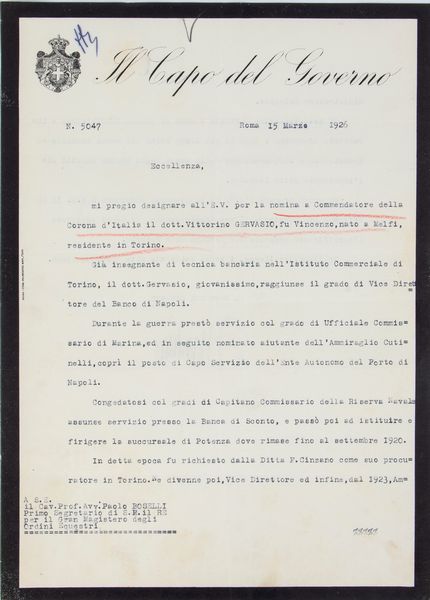 Mussolini, Benito (Dovia di Predappio 1883 - Giulino di Mezzegra, Dongo, 1945  - Asta Memorabilia storici e cinematografici - Associazione Nazionale - Case d'Asta italiane