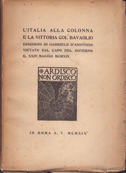 D'annunzio, Gabriele (Pescara, 12 marzo 1863 – Gardone Riviera, 1º marzo 1938)  - Asta Memorabilia storici e cinematografici - Associazione Nazionale - Case d'Asta italiane