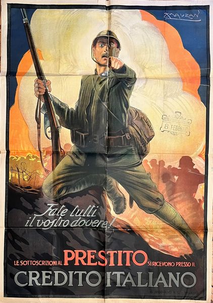 Mauzan, Achille Luciano (Gap, 15 ottobre 1883 – Gap, 15 gennaio 1952) Prestito Prima Guerra Mondiale  - Asta Memorabilia storici e cinematografici - Associazione Nazionale - Case d'Asta italiane