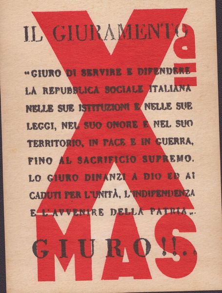 Seconda Guerra Mondiale - Volantino  XMAS Giuramento...  - Asta Memorabilia storici e cinematografici - Associazione Nazionale - Case d'Asta italiane