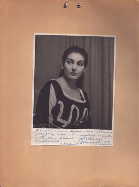 Callas, Maria Meneghini (New York, 2 dicembre 1923 – Parigi, 16 settembre 1977)  - Asta Memorabilia storici e cinematografici - Associazione Nazionale - Case d'Asta italiane