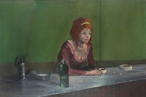 Alberto Sughi - Ragazza al banco del bar