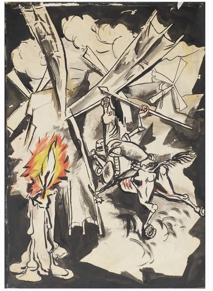 Renato Guttuso : Scena per un balletto di Don Quijote  - Asta Arte Moderna e Contemporanea - Associazione Nazionale - Case d'Asta italiane