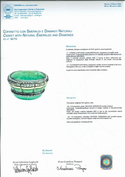 Importante cofanetto con smeraldi  - Asta Gioielli - Associazione Nazionale - Case d'Asta italiane
