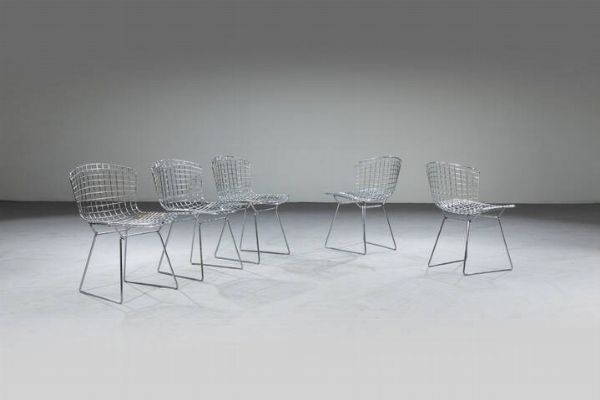 HARRY BERTOIA : Cinque sedie mod. 420  - Asta Design - Associazione Nazionale - Case d'Asta italiane