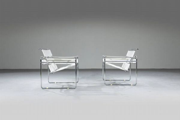 Marcel Breuer : Coppia di poltrone mod. Wassily  - Asta Design - Associazione Nazionale - Case d'Asta italiane