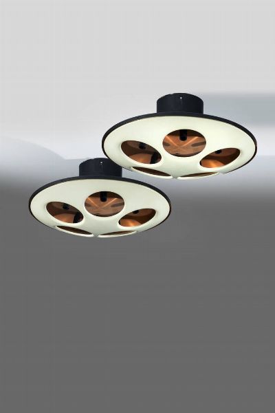 STILNOVO : Coppia lampade a plafoniere mod. 1243  - Asta Design - Associazione Nazionale - Case d'Asta italiane