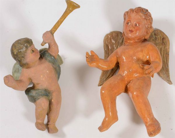 Due putti alati in cartapesta  - Asta Antiquariato - Associazione Nazionale - Case d'Asta italiane