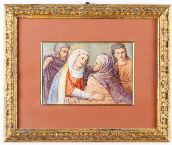 Dipinto a firma Falchero Madonna con figure  - Asta Antiquariato - Associazione Nazionale - Case d'Asta italiane