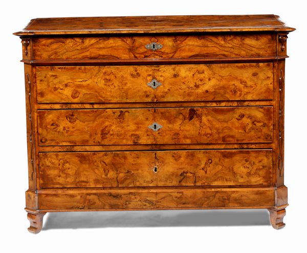 Com in legno a quattro cassetti. XIX secolo  - Asta Antiquariato - Associazione Nazionale - Case d'Asta italiane