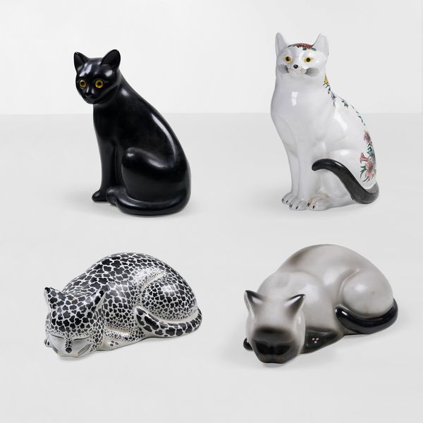 Piero Fornasetti : Set di quattro figure di Gatto  - Asta Design - Associazione Nazionale - Case d'Asta italiane