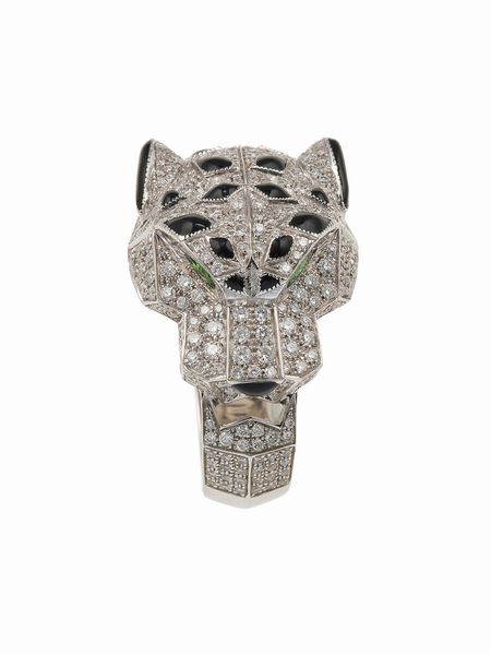 Cartier. Anello Panthre con diamanti, onice e smeraldi  - Asta Fine Jewels - Associazione Nazionale - Case d'Asta italiane