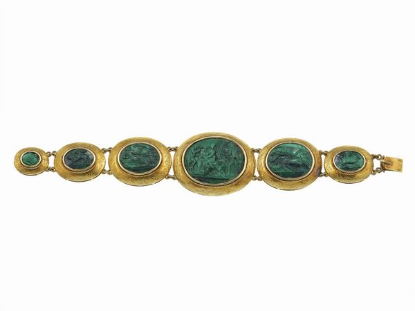 Bracciale con cammei in malachite  - Asta Fine Jewels - Associazione Nazionale - Case d'Asta italiane