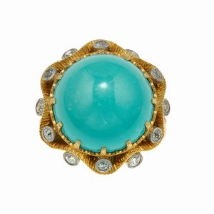 M. Buccellati. Anello con turchese e diamanti  - Asta Fine Jewels - Associazione Nazionale - Case d'Asta italiane