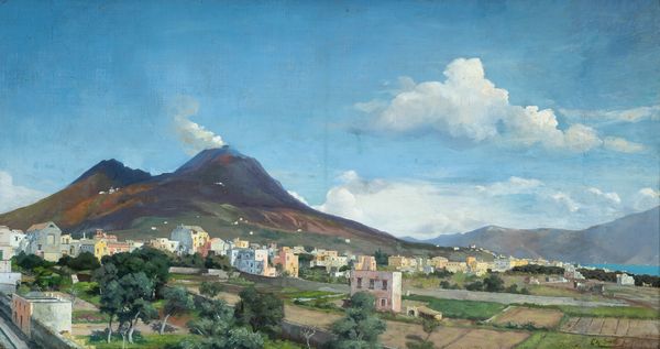 pittore straniero attivo a Napoli XIX secolo : Veduta del Vesuvio da Resina ( Ercolano)  - Asta Oggetti d'arte, importanti dipinti antichi e dipinti del XIX-XX secolo - Associazione Nazionale - Case d'Asta italiane