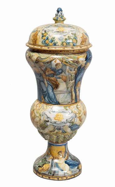 bottega di Francesco Saverio Grue, Castelli d'Abruzzo, metà XVIII secolo : Grande vaso in maiolica  - Asta Oggetti d'arte, importanti dipinti antichi e dipinti del XIX-XX secolo - Associazione Nazionale - Case d'Asta italiane