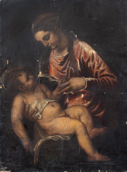 Scuola italiana, fine XVIII secolo : Madonna con bambino  - Asta Oggetti d'arte, importanti dipinti antichi e dipinti del XIX-XX secolo - Associazione Nazionale - Case d'Asta italiane