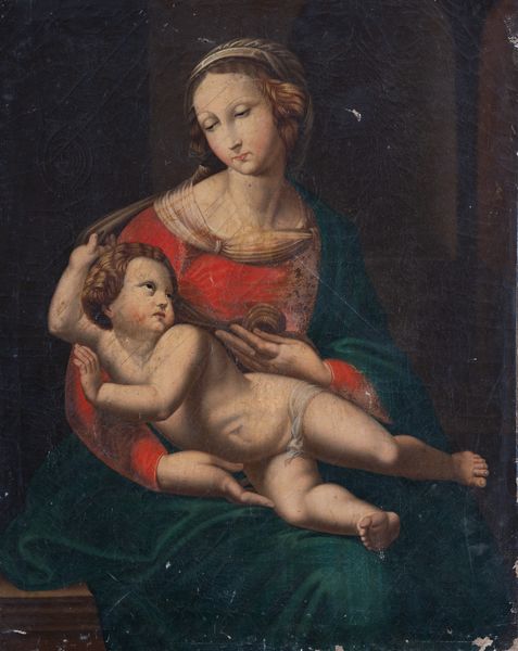 da Raffaello  Sanzio : Madonna con bambino  - Asta Oggetti d'arte, importanti dipinti antichi e dipinti del XIX-XX secolo - Associazione Nazionale - Case d'Asta italiane