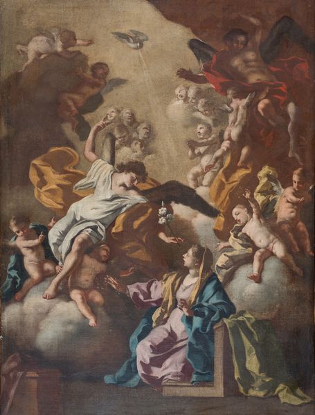 Francesco De Mura e aiuti ( Napoli, 1696- 1782) : Annunciazione  - Asta Oggetti d'arte, importanti dipinti antichi e dipinti del XIX-XX secolo - Associazione Nazionale - Case d'Asta italiane