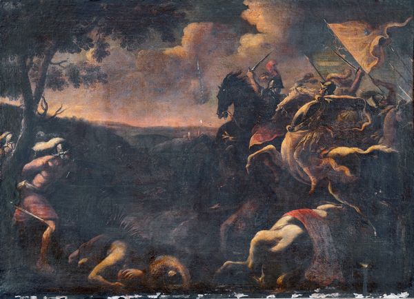 cerchia di Salvator Rosa (Napoli, 1615 - Roma, 1673) : Scontro di cavalleria  - Asta Oggetti d'arte, importanti dipinti antichi e dipinti del XIX-XX secolo - Associazione Nazionale - Case d'Asta italiane