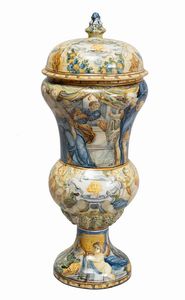 bottega di Francesco Saverio Grue, Castelli d'Abruzzo, metà XVIII secolo - Grande vaso in maiolica