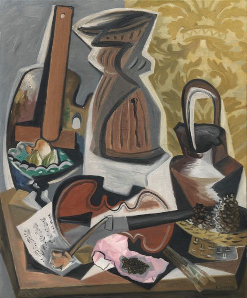 Gino Severini : Natura morta con tavolozza  - Asta Dipinti, Disegni, Sculture e Grafica - Associazione Nazionale - Case d'Asta italiane