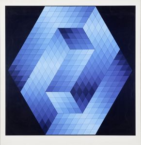 VICTOR VASARELY - Gestalt blue