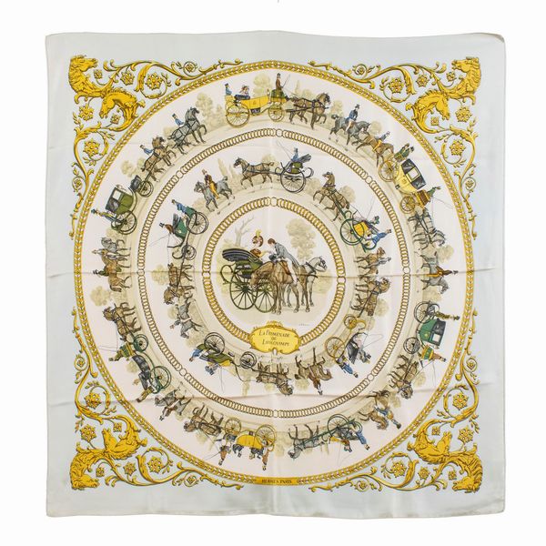 Hermes foulard vintage collezione La Promenade de Longchamps  - Asta Fashion Vintage - Associazione Nazionale - Case d'Asta italiane