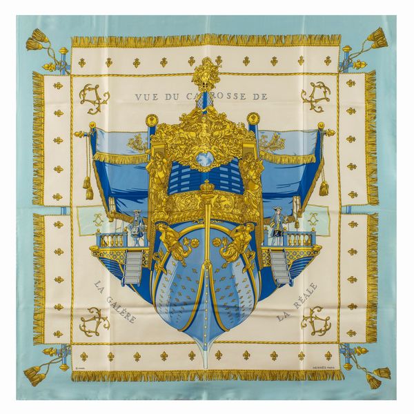 Hermes foulard vintage collezione Vue du Carrosse De La Galere La Reale  - Asta Fashion Vintage - Associazione Nazionale - Case d'Asta italiane
