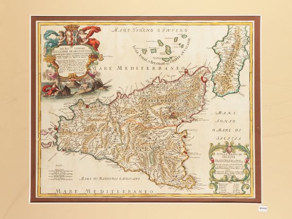 Giacomo Cantelli da Vignola : Isola e Regno di Sicilia detta anticam.te Isola del Sole et Isola de Ciclopi (1682)  - Asta La Sicilia in una collezione di stampe - Associazione Nazionale - Case d'Asta italiane