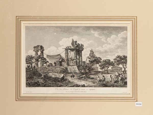 JEAN CLAUDE RICHARD DE SAINT-NON : Vue de Ruines du Temple de Junon � Agrigente  - Asta La Sicilia in una collezione di stampe - Associazione Nazionale - Case d'Asta italiane
