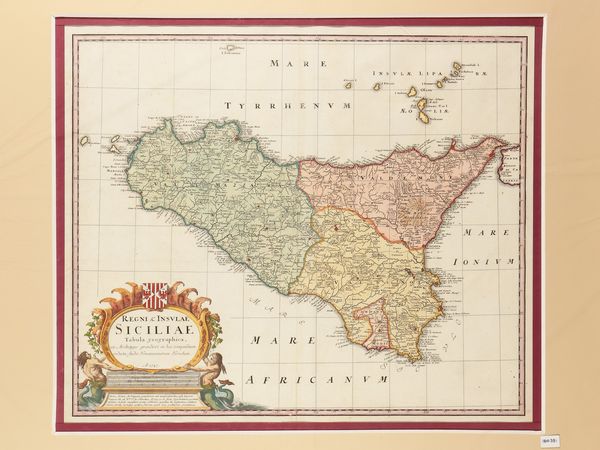 Regni & Insulae Siciliae Tabula geographica 1747  - Asta La Sicilia in una collezione di stampe - Associazione Nazionale - Case d'Asta italiane